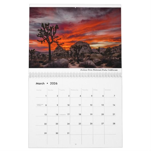 Nationale parken van Amerika Kalender (Mar 2026)