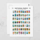  nationale parken van de lijst van de Verenigde St Briefkaart (Voorkant / Achterkant)