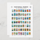  nationale parken van de lijst van de Verenigde St Feestdagenkaart (Voorkant / Achterkant)