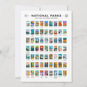 nationale parken van de lijst van de Verenigde St Feestdagenkaart