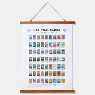 nationale parken van de lijst van de Verenigde St Hangend Wandkleed