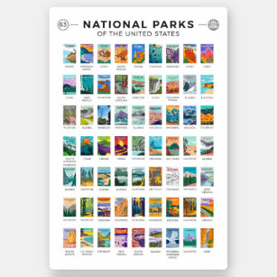  nationale parken van de lijst van de Verenigde St Sticker