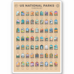 nationale parken van de lijst van de Verenigde St Sticker