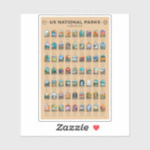  nationale parken van de lijst van de Verenigde St Sticker (Vel)