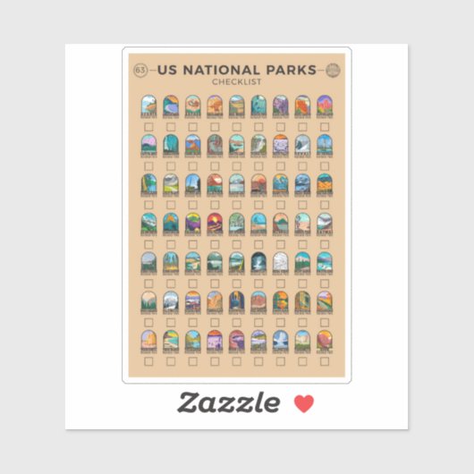 nationale parken van de lijst van de Verenigde St Sticker (Vel)