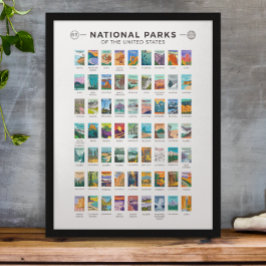 Nationale parken van de Verenigde Staten Lijst Vin Poster