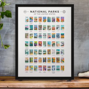 Nationale parken van de Verenigde Staten Lijst Vin Poster