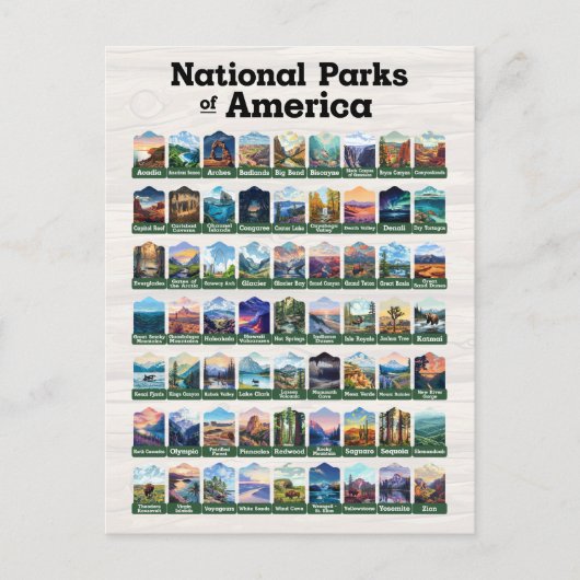 Nationale parken van de Verenigde Staten van Ameri Briefkaart (Voorkant)