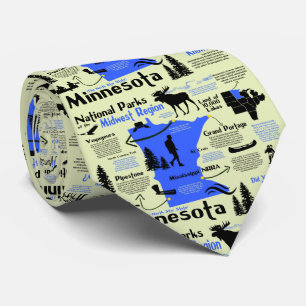 Nationale parken van Minnesota - Info Map Stropdas