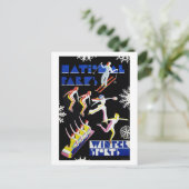 Nationale Parken Wintersport Vintage Poster 1936 Briefkaart (Staand voorkant)