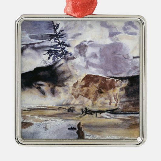 Nationale parken: Yellowstone Buffalo Metalen Ornament (Voorkant)