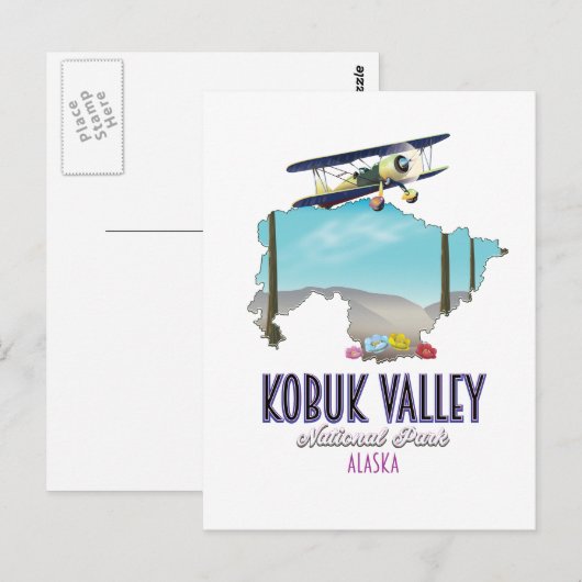 Nationale parkkaart Kobuk Valley Alaska Briefkaart (Voorkant / Achterkant)