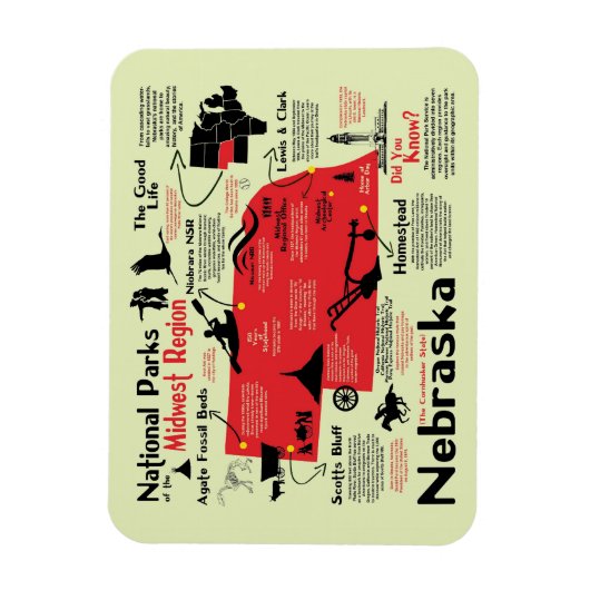 Nationale parkkaart Nebraska Magneet (Verticaal)