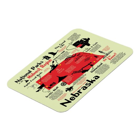 Nationale parkkaart Nebraska Magneet (Linkerzijde)