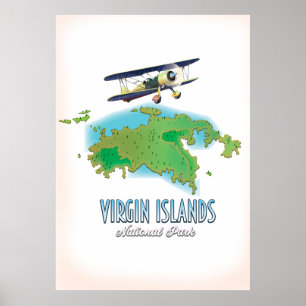 Nationale parkkaart van de Maagdeneilanden Poster