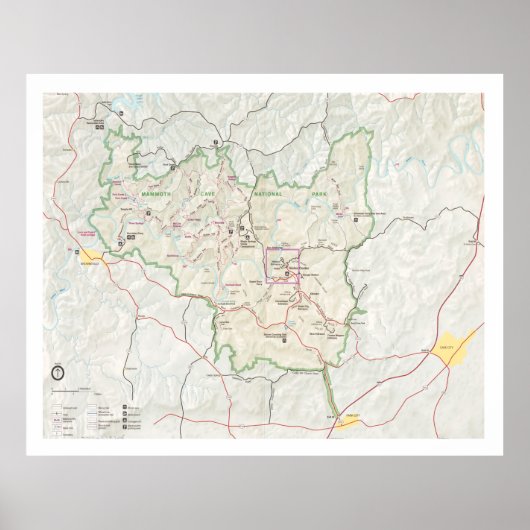 Nationale parkkaart van de Mammoth Cave (1999) Poster (Voorkant)