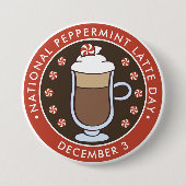 Nationale pepermunt latte dag ronde button 7,6 cm (Voorkant)