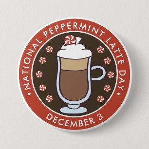 Nationale pepermunt latte dag ronde button 7,6 cm