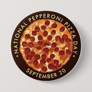 Nationale Pepperoni Pizza Dag 20 sept Ronde Button 7,6 Cm