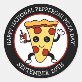 Nationale Pepperoni Pizza Dag | Funny Holiday Ronde Sticker