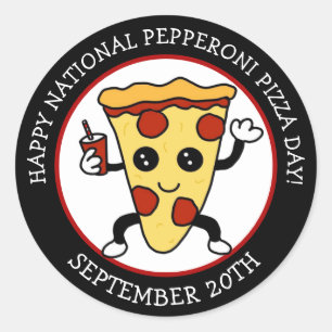 Nationale Pepperoni Pizza Dag   Funny Holiday Ronde Sticker