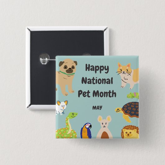 Nationale Pet-maand Vierkante Button 5,1 Cm (Voorkant /achterkant)