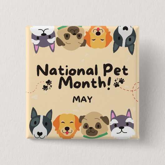 Nationale Pet-maand Vierkante Button 5,1 Cm (Voorkant)