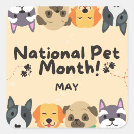 Nationale Pet-maand Vierkante Sticker