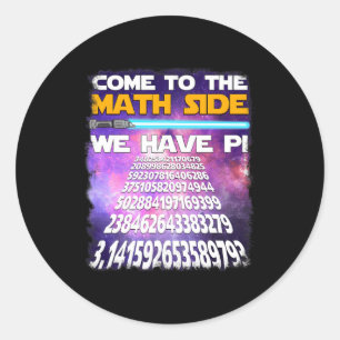 Nationale Pi Dag 14 maart 2025 Kom naar de Wiskund Ronde Sticker