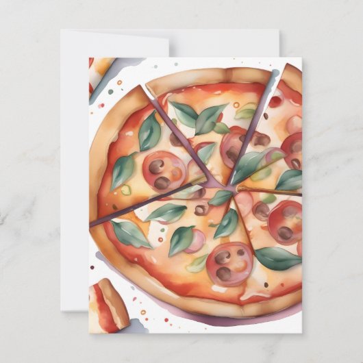 Nationale Pizza Week A - Waterverven Feestdagenkaart (Voorkant)