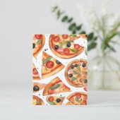 Nationale Pizza Week F - Waterverven Feestdagenkaart (Staand voorkant)