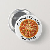Nationale Pizzadag 9 februari Vakantie Button (Voorkant /achterkant)