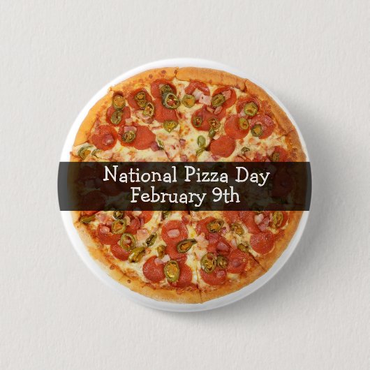 Nationale Pizzadag 9 februari Vakantie Button (Voorkant)