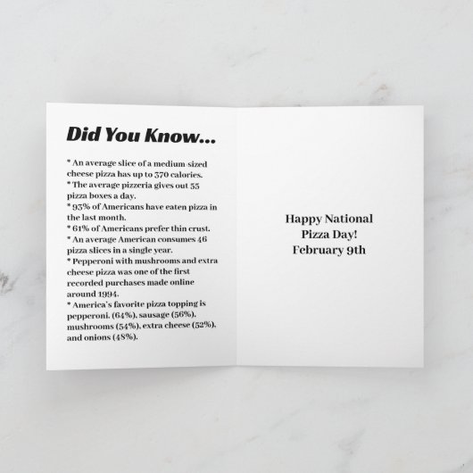 Nationale Pizzadag | Grappige voedselvakanties  Kaart (Binnen)