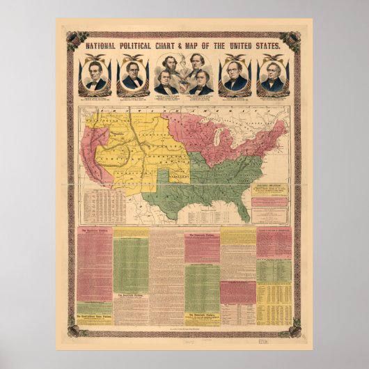 Nationale politieke kaart van de Verenigde Staten  Poster (Voorkant)