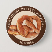Nationale Pretzel Maand, Oktober, zachte pretzel Ronde Button 7,6 Cm (Voorkant)