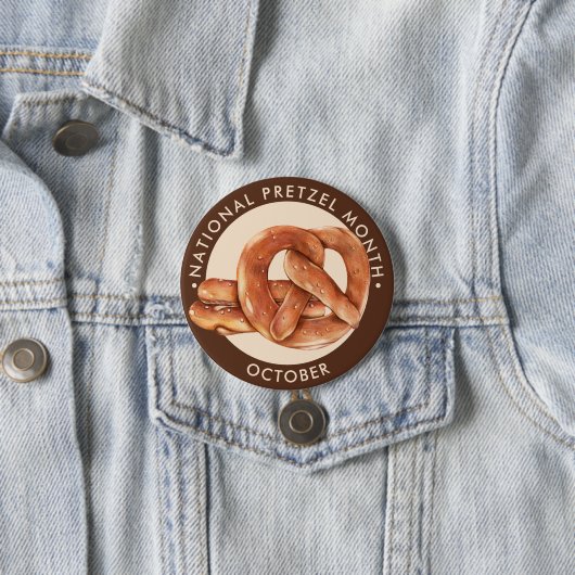 Nationale Pretzel Maand, Oktober, zachte pretzel Ronde Button 7,6 Cm (In situ)