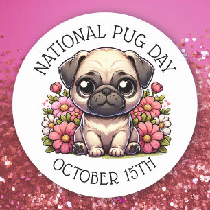 Nationale Pug Dag 15 oktober Ronde Sticker