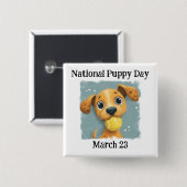 Nationale Puppy Dag Vierkante Button 5,1 Cm (Voorkant /achterkant)