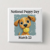 Nationale Puppy Dag Vierkante Button 5,1 Cm (Voorkant)