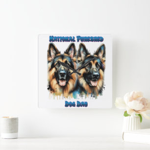 Nationale Purebred Dog Day Celebration Art Vierkante Klok