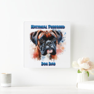 Nationale Purebred Dog Day Celebration Boxer hond Vierkante Klok