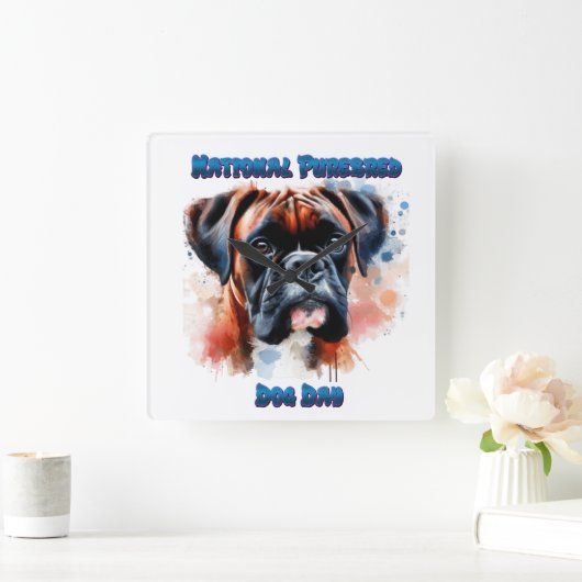 Nationale Purebred Dog Day Celebration Boxer hond Vierkante Klok (Huis)