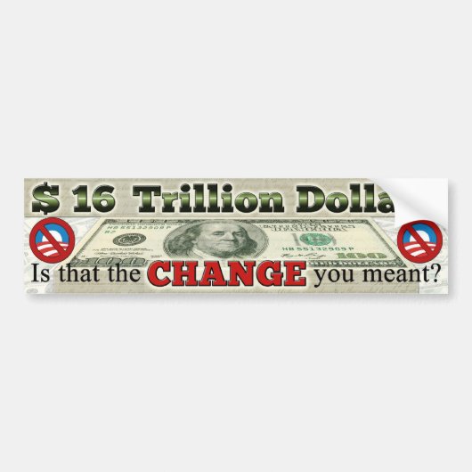 NATIONALE SCHULDEN VAN $ 16 TRILJOEN BUMPERSTICKER (Voorkant)