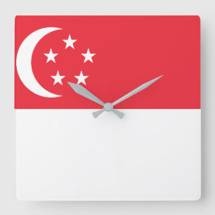 Nationale Singapore-wereldvlag Vierkante Klok