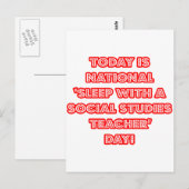 Nationale 'Slaap met een Leraar Sociale Studies' D Briefkaart (Voorkant / Achterkant)