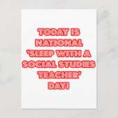 Nationale 'Slaap met een Leraar Sociale Studies' D Briefkaart (Voorkant)