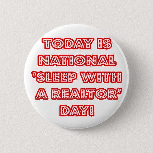 Nationale 'Slaap met een makelaar' Dag Ronde Button 5,7 Cm (Voorkant)