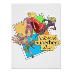 Nationale Superhelden Dag teken Perfect Poster