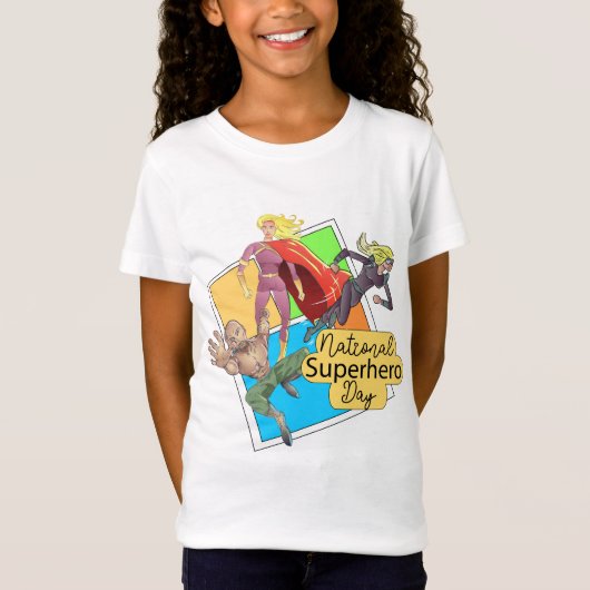 Nationale Superhelden Dag teken T-shirt (Voorkant)
